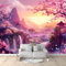 3D Papier Peint Style De Dessin Animé Montagne Sakura Paysage 300x210 cm Papier Peint Panoramique Mural Affiche Géante Décoration Pour Salon Chambre Chambre D'Enfant Décoration Murale