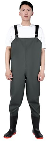 Serenitison Trampolieri da Pesca per Unisex,Trampoliere Impermeabili,Waders Impermeabile con Stivali Bretelle Regolabile Salopette da Pesca,per Guadare,Pesca a Mosca,Caccia,Lavoro di Fango,60s