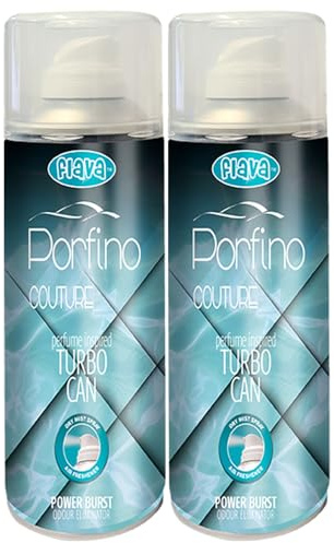 Porfino Couture Turbo Car Air Freshener Spray – Powerful, Strong & Long Lasting Odour Eliminating Citrus Floral Scent – Interior Freshener & Essential Car Accessories for Men and Women – 400ml, 2 Pack