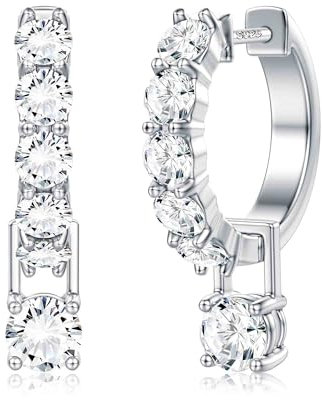 Dochais Ohrringe Silber 925 Creolen Mit Zirkonia und Anhänger, Klein, Hängend, Hypoallergene Hoop Huggie Earrings für Damen Frauen