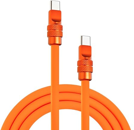 chubbycable Chubby 2.0 Eloxierte Version - 240 W USB C Kabel Reflektierendes Glanz Ladekabel Silikon Schnellladekabel, Orange, Typ C auf Typ C, 2,8 m