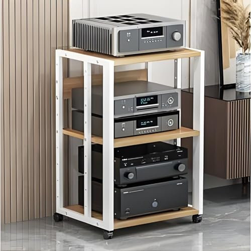 2/3/4 Ebenen HiFi Rack Audio Rack, Audio Rack Hifi Regal HiFi-Audio-Rack-Schrank Für Zuhause, Beweglicher Audio-Video-Turm, Verstärker-Rack-Regal, TV Rack HiFi Regal Audio Schrank(White,H69cm/27.1in-A