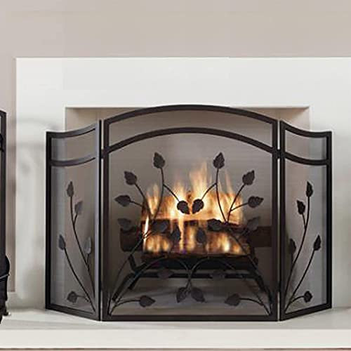 ZXLAGDBP Tragbarer und Faltbarer Kaminschirm mit 3 Paneelen, Robustes Funkenschutzgitter aus Schmiedeeisen, Kamin-Stehtor