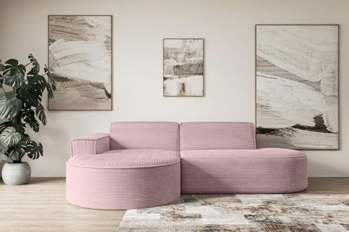 ALTDECOR Ecksofa in L-Form Corner Sofa Bett Eckcouch Couch Wohnlandschaft Cauchsofa MARI-L1-243x171x79,5 cm Rosa
