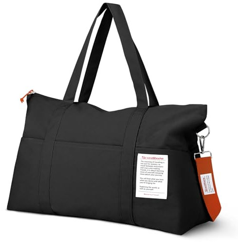 Flintronic Sporttasche für Damen, Reise Duffel Bag, Weekender Damen Reisetaschen mit Trolley-Hülle, Wasserdicht Gym Bag Travel Bag, Handgepäck Tasche für Sport Reise Flugzeug-Schwarz