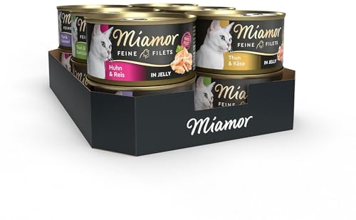 Miamor - Feine Filets in Jelly Mixpaket 2| Nassfutter für ausgewachsene Katzen mit Filetstückchen in Jelly. Fettarmes Ergänzungsfutter in der Dose ohne künstliche Zusätze | 12x100g