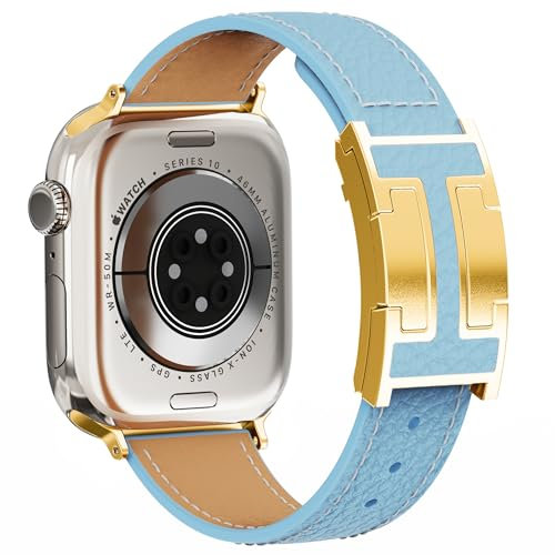 Magnetisches Lederarmband kompatibel mit Apple Watch Ultra Strap 49 46 45 44 42 41 40 38 mm, Designer-Ersatzarmband für Männer und Frauen, iWatch Ultra 2/Ultra/SE/Serie 10/9/8/7/6/5/4/3 /2/38