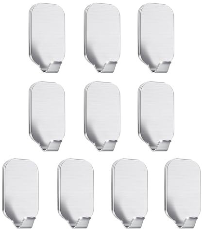 HZYUEKUN 10 ganchos de metal autoadhesivos, sin clavos, impermeables, a prueba de óxido, sin clavos para colgar ropa, toallas en la pared, puerta y armario
