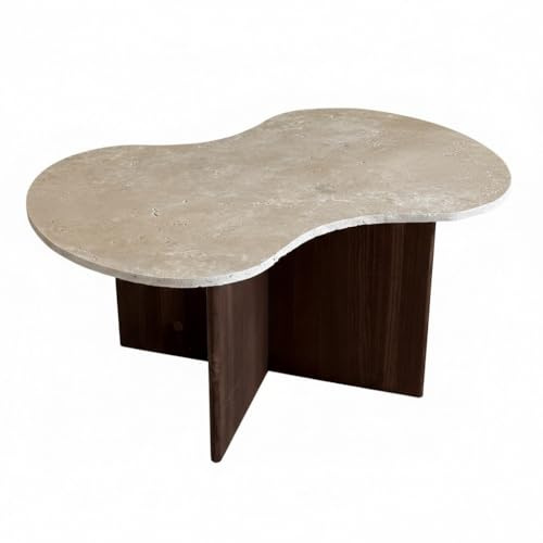 Table basse nuage travertin et bois (Table seule)