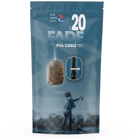 OMC Fade PVA Cable Ties 20 Pack - Carp Fishing Solid Bag Ties | Strong Residue Free and Taste Free PVA Ties for Solid Bags and Magic Wand Casting Tool