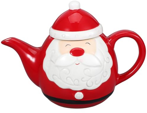 OUNONA Christmas Ceramic Teapot and Tea Cup Set Holiday Teaware with Snowman Print Ceramic Tea Pot and Cups Ideal for Festive Home Office Picnic Use