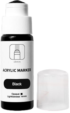 Acrylic Marker 18 mm Wide - Waterproof Graffiti Pens | Permanent Marker Chunky Tip | 60 ml Mop Pen with Pressure Control, Paint for on Canvas, Wood, Glass & Metal