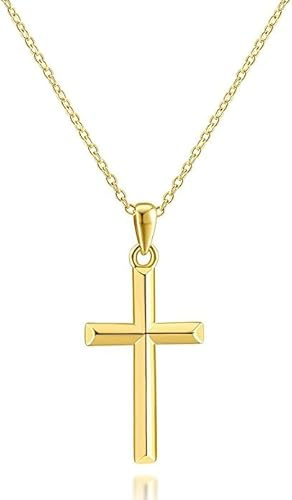 Cross Necklace for Women 14K Gold Cross Necklaces for Women Gold Crosses Chain Pendant Necklace for Womens Blend Beauty With Sentiment Dainty Crosses Chain Pendant Necklaces for Womens (37MM-VINE)
