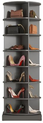 Bladez 360° Drehbarer Schuhschrank grau, 7 Ebenen Schuhregal für bis zu 28 Paar, Platzsparend, Modern, MDF/Spanplatte, Rotierendes Schuhregal für Flur & Wohnzimmer