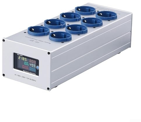 TP80 Netzfiltersockel nach europäischem Standard, 3000 W, 15 A, zweistufige Rauschunterdrückung für HiFi-Audio- und 4K-Videosysteme mit vergoldeten Kontakten und Luftfahrt-Aluminiumgehäuse (weiß)