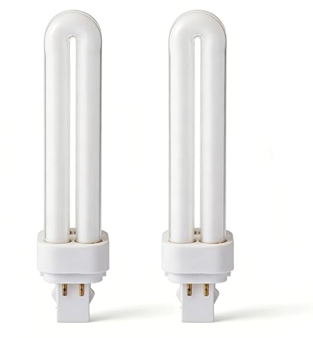 Modurio 2 Packs GX24Q-1 4Pin CFL Bulb, 13W G24q Compact Fluorescent Lamp, 6500k Natural White, 2U Double Tube Energy Saving Lamp, AC220-240V 4 Pin Light Bulbs for Corridor, Bathroom, Bedroom, Kitchen
