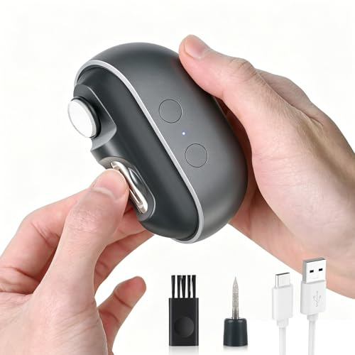 2026 Electric Nail Clippers&Nail File Automatic Trimmer with 3-Speed Adjustment LED Light, Built-in Storage, USB Rechargeable, Gently Trims Thick Nails Safe for Child Seniors Baby Electric Nail File