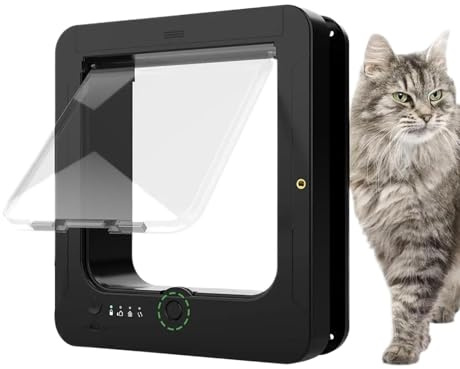 Elektronische Katzentür, Remote Control Pet Gate, Entry Panel mit 4-Wege-Lock, Sensor Collar Activated Gate, Smart Access Door mit sicherem Build, Cat Gates für Zuhause und Garage 11,73 x 10,35 Zoll