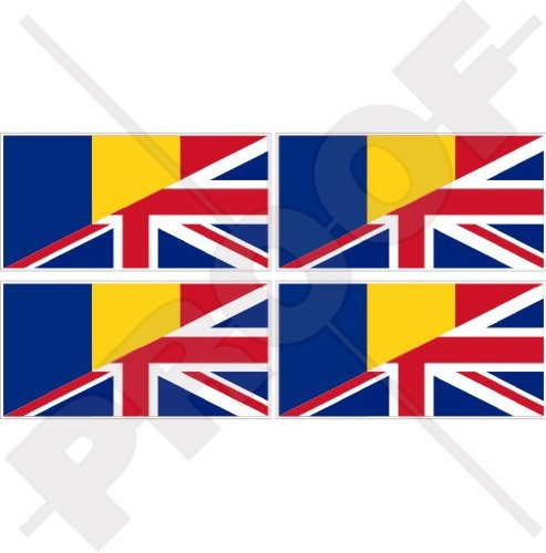 Vinyl-Aufkleber für Stoßstange und Helm, Motiv: Flagge des Vereinigten Königreichs, 50 mm, 4 Stück