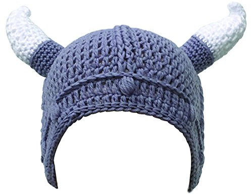 Kafeimali Unisex Barbarian Knight Strickmütze Wikingerhörner Beanie Lustige Mützen, Grau, Einheitsgröße