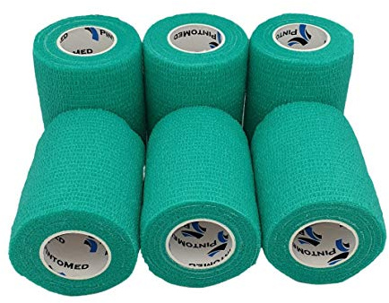 PintoMed - Bandage Cohésif - 6 Rouleaux Vert X 7,5 cm X 4,5 m Autoadhésif, Sports Bande, Premiers Secours Adhésif, Vet Wrap