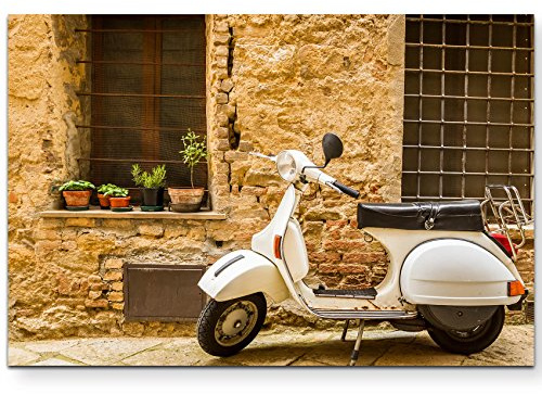 Eau Zone Wandbild auf Leinwand 120x80cm weiße Vespa
