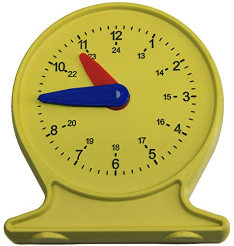 Wissner aktiv lernen 090203.IMP - RE Plastic Lernuhr, Durchmesser ca. 11 cm, hergestellt aus recyceltem Kunststoff, mit synchronen Zeigern, zum Erlernen der Uhrzeit