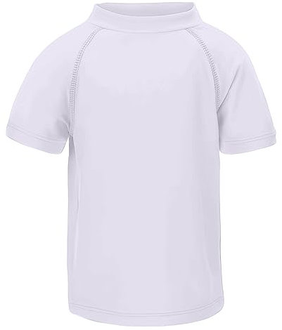 LACOFIA Jungen Kurzarm Badeshirt Kinder Sonnenschutz Schwimmshirt Kinder Rashguard Schnelltrocknendes Weiß 9-10 Jahre/134-140