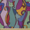 ABAKUHAUS Katze Stoff als Meterware, geometrische afrikanische, Microfaser Multi Zweck Dekostoff für Kunsthandwerke, 3M (230x300cm), Lila Teal