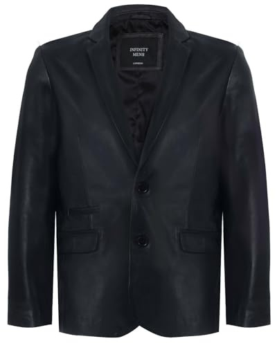 BRANDSLOCK Herren Blazer Mantel aus echtem Lammleder im Vintage-Stil, leicht gewachst
