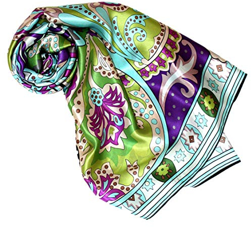 Lorenzo Cana - Luxustuch Seidentuch Tuch XL Satin Seidensatin Schal 110 x 110 cm reine Seide aufwändig mehrfarbig bedruckt bunt 8904477