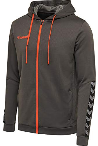 hummel Mens hmlAuthentic Poly Zip Hoodie, Grey, Extra Large