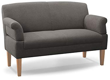 CAVADORE 2-Sitzer Küchensofa Malm, Sitzbank für Küche oder Esszimmer inkl. Armteilverstellung, Leichte Fleckentfernung dank Soft Clean, 152 x 97 x 78, Flachgewebe: grau