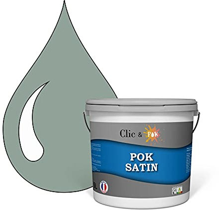 POK SATIN : Peinture Satin Lessivable Vert Grisé 50m² - 5L