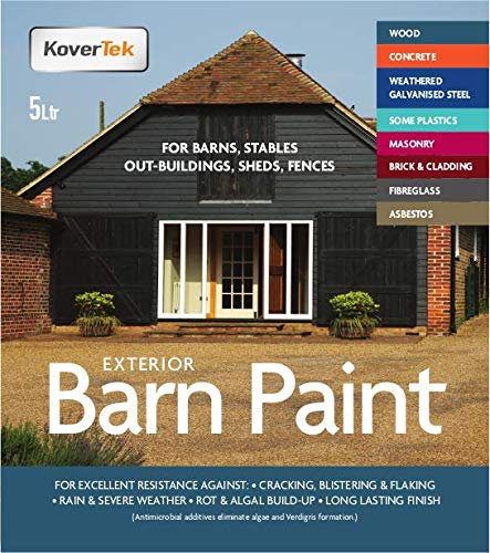 Exterior Paint & Primer in One, TekTor Barn Paint, Professional Paint for Timber Barns, Masonry, Stables, Sheds, Fences, Field Shelters & More (Contains Anti-fungal Agents) 2 x 5lt Slate Grey