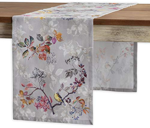 Maison d' Hermine Table runner 100% Cotton Single Layer Table Runners 180 CM long for Christmas Decorations Home Kitchen Dining Party Wedding Bridal Shower (Equinoxe - Grey, 37 cm x 180 cm)