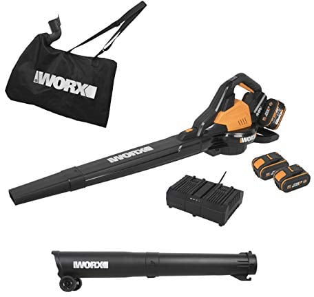 WORX WG583E 36V (40V MAX) - Soffiatore/aspiratore a doppia batteria, colore: nero