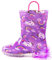 HugRain Stivali da pioggia luminosi per bambini piccoli, Luci Unicorno Viola, 3 US Big Kid
