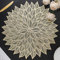 Mabbcoo Placemats Set of 6, Round Hollow Out Flowers Place Mats for Dining Table Pressed Vinyl Blooming Leaf Table Mats for Holiday Party Wedding Accent Centerpiece Dinner Decoration (Gold)
