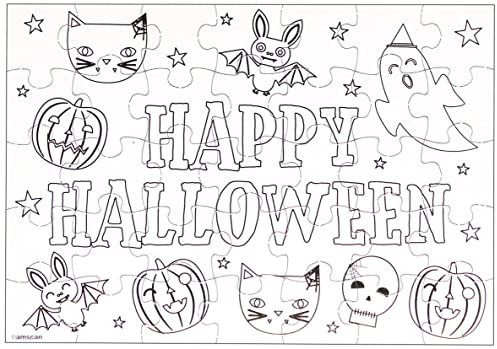 Amscan 9912225 - Kids Halloween Party Colour-in Jigsaws - 8 Pack