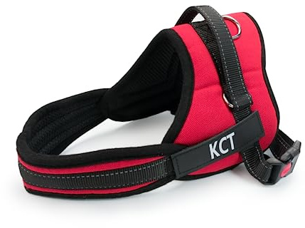 KCT No Pull Dog Harness Large Red - Soft Padded Adjustable Vest Easy Control