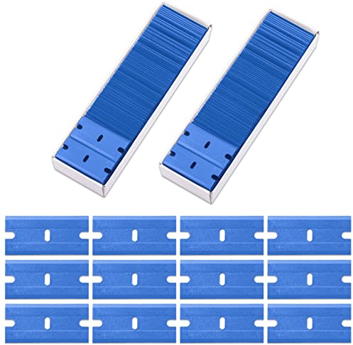 FOSHIO 200Pcs Raschietti Set di lame per rasoio Lame Lame in plastica a doppio bordo Lame in metallo per lastre di plastica seccatoio per Raschietto Lame per raschietto
