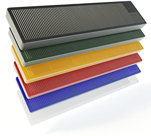 BAUHELD Verglasungsklötze Kunststoff Set 100x20, 1-6 mm 600 Stück | Made in Europe - Rutschfeste Abstandshalter - Starkes Stegsystem - Als Unterlegplatten, Fensterkeile oder Ausgleichsplättchen