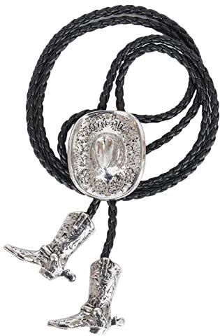 Bolo Krawatten für Herren, Western-Stil, 3D-Cowboyhut-Design mit Vintage-Stiefeln, Western-Bola-Krawatte, Large