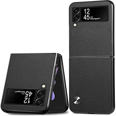 Puxssul for Samsung Galaxy Z Flip 3 Case, Soft TPU artificial Leather Case,Extremely Light Ultra-Light Camera Protection Leather Cover Case for Samsung Galaxy Z Flip 3 5G (Black)