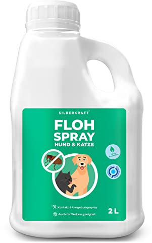 Silberkraft Flohmittel, Floh-Spray 2 L - Flohspray für Hund, Katze und andere Haustiere - Anwendung am Tier - ideales Anti-Floh-Mittel gegen Flöhe, Zecken, Parasiten, Ungeziefer…