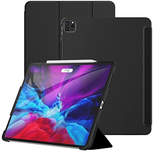 JETech Case for iPad Pro 12.9-Inch (2020/2018 Model, 4th/3rd Generation), Protective Hard Back Shell Soft-Touch Tablet Stand Cover, Auto Wake/Sleep (Black)