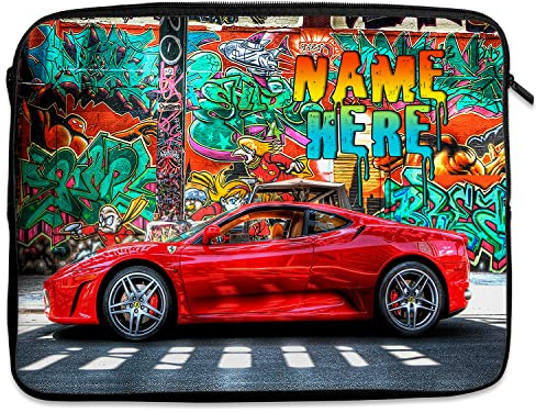 Personalised Race Car Tablet Sleeve Laptop Case Boys iPad Zip Pouch Protective Carry Travel Bag Racing Cars Birthday Gift ST465 (Medium 10” – 13.5”)