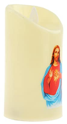 Colcolo Batteriebetriebene elektronische Kerze, flammenloses Teelicht, batteriebetriebene Lampe, Säulenlicht für Kirchen, Dekoration, Urlaub, Weihnachten, Herz-Jesu-Mann