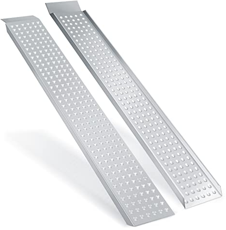 Tubiaz 2X Auffahrrampe Faltbare Verladerampe 340 kg Antirutsch Verladeschiene Motorrad ATV Quad PKW Auto Laderampe Silber